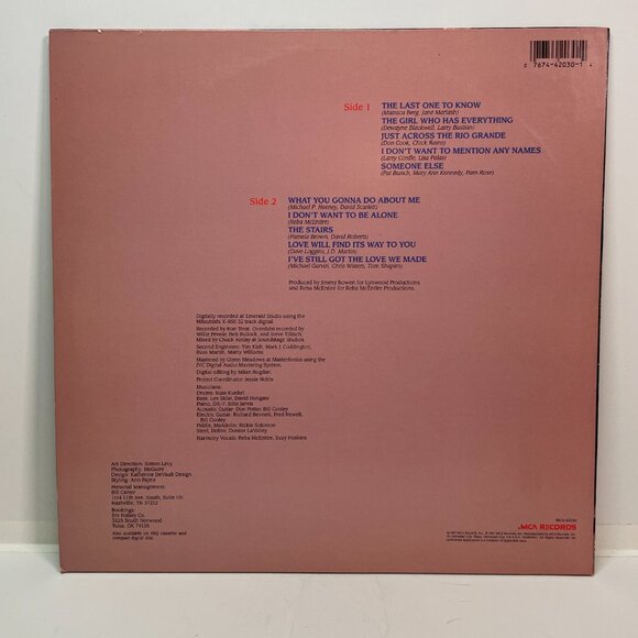 Reba McEntire The Last One To Know 1980 LP Vinyl Record MCA Records MCA 42030 - Picture 2 of 4